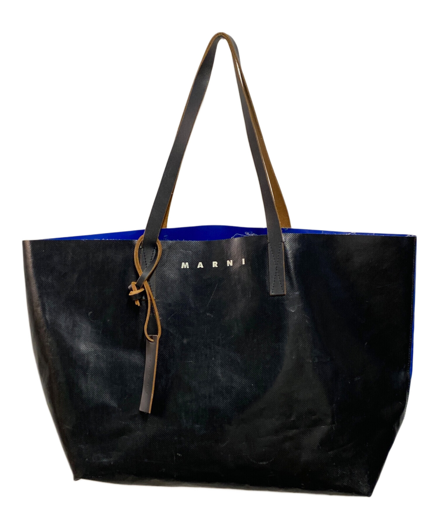 MARNI 黒 PVC バイカラー　トート MARNI (マルニ) PVC バイカラー トートバッグ ブラック×ブルー MARNI