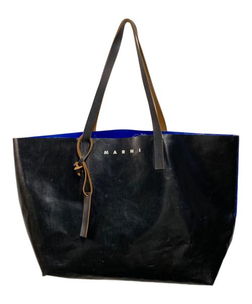 MARNI（マルニ）MARNI (マルニ) PVC バイカラー トートバッグ ブラック×ブルーの古着・服飾アイテム