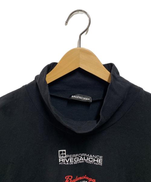 BALENCIAGA（バレンシアガ）BALENCIAGA (バレンシアガ) MULTI LOGO HI-NECK OVERSIZED LS TEE ブラック サイズ:Ｌの古着・服飾アイテム