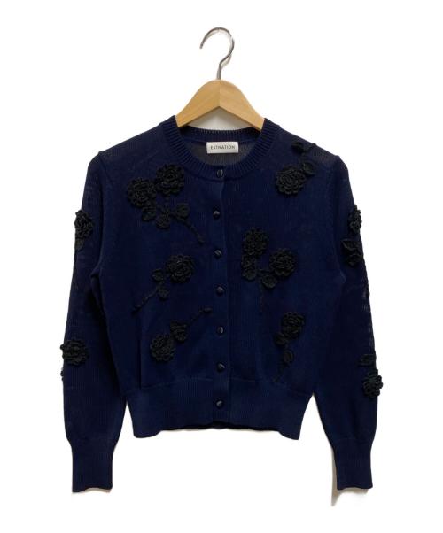 ESTNATION（エストネーション）ESTNATION (エストネーション) フラワー モチーフ ニット カーディガン ネイビー サイズ:FREE 未使用品の古着・服飾アイテム