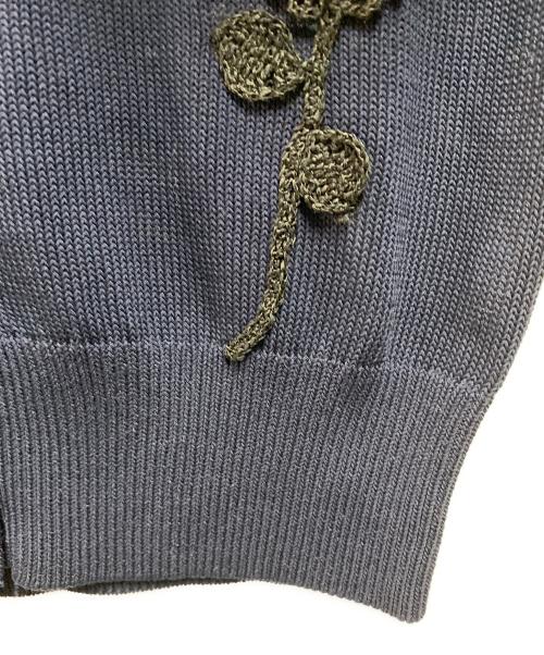 ESTNATION（エストネーション）ESTNATION (エストネーション) フラワー モチーフ ニット カーディガン ネイビー サイズ:FREE 未使用品の古着・服飾アイテム