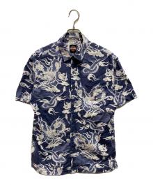 HARLEY-DAVIDSON（ハーレーダビッドソン）の古着「ドラゴン総柄シャツ」｜ホワイト×ネイビー