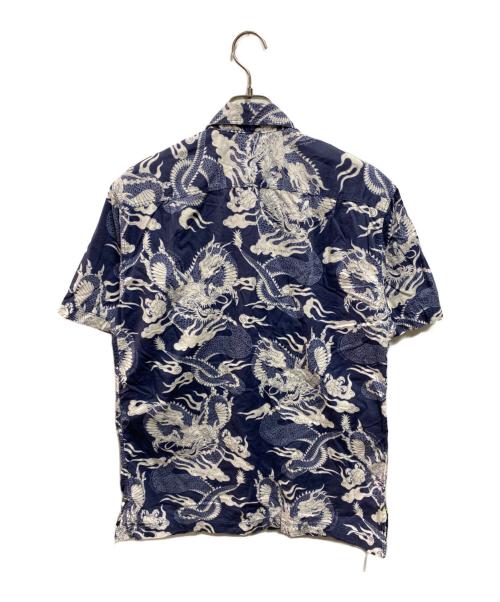 HARLEY-DAVIDSON（ハーレーダビッドソン）HARLEY-DAVIDSON (ハーレーダビッドソン) ドラゴン総柄シャツ ホワイト×ネイビー サイズ:Sの古着・服飾アイテム