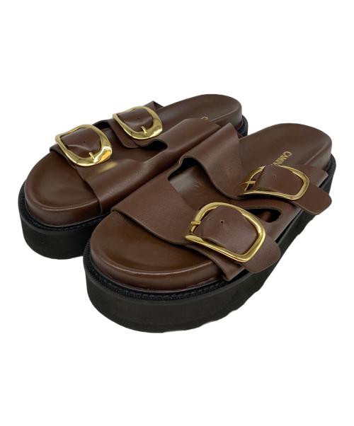 Caminando（カミナンド）Caminando (カミナンド) ダブルバックルサンダル ブラウン サイズ:9の古着・服飾アイテム