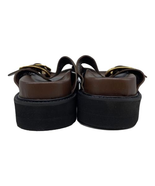 Caminando（カミナンド）Caminando (カミナンド) ダブルバックルサンダル ブラウン サイズ:9の古着・服飾アイテム