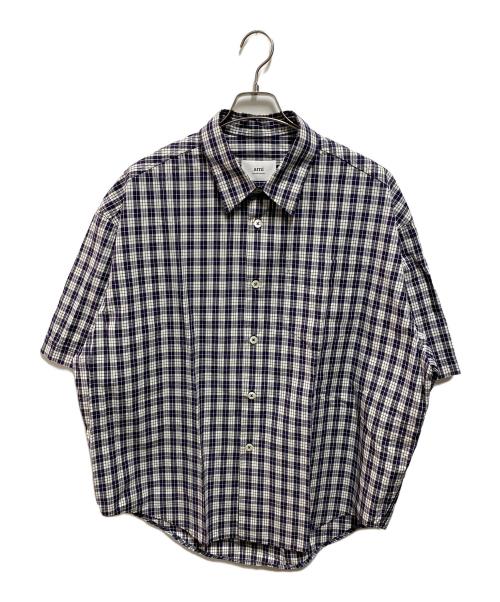 AMI Alexandre Mattiussi（アミアレクサンドルマテュッシ）AMI Alexandre Mattiussi (アミアレクサンドルマテュッシ) Check Short-Sleeve Shirt ネイビー サイズ:Ⅼの古着・服飾アイテム