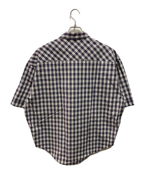 AMI Alexandre Mattiussi（アミアレクサンドルマテュッシ）AMI Alexandre Mattiussi (アミアレクサンドルマテュッシ) Check Short-Sleeve Shirt ネイビー サイズ:Ⅼの古着・服飾アイテム