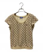 BURBERRY BLUE LABELバーバリーロンドンブルーレーベル）の古着「ノヴァチェックショートスリーブカットソー」｜ベージュ