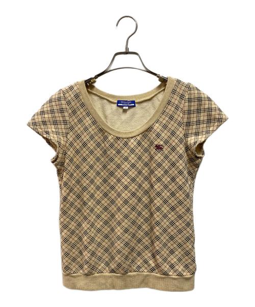 BURBERRY BLUE LABEL（バーバリーロンドンブルーレーベル）BURBERRY BLUE LABEL (バーバリーロンドンブルーレーベル) ノヴァチェックショートスリーブカットソー ベージュ サイズ:38の古着・服飾アイテム