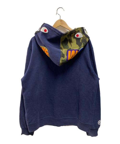 A BATHING APE（ア ベイシング エイプ）A BATHING APE (ア ベイシング エイプ) 00's SHARK FULL ZIP HOODIE ネイビー サイズ:2XLの古着・服飾アイテム