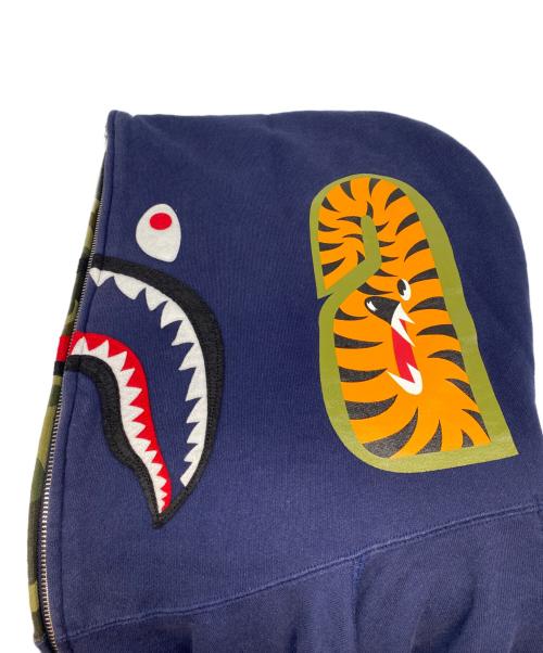 A BATHING APE（ア ベイシング エイプ）A BATHING APE (ア ベイシング エイプ) 00's SHARK FULL ZIP HOODIE ネイビー サイズ:2XLの古着・服飾アイテム
