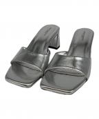 BEAUTY&YOUTHビューティーアンドユース）の古着「レザーライク スクエアトゥ ミュール」｜シルバー