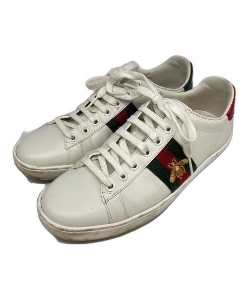 GUCCI（グッチ）GUCCI (グッチ) ACE BEE エンブロイダリー付きウィメンズ スニーカー ホワイト サイズ:361/2の古着・服飾アイテム