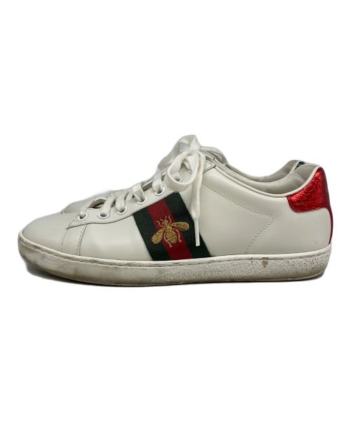 GUCCI（グッチ）GUCCI (グッチ) ACE BEE エンブロイダリー付きウィメンズ スニーカー ホワイト サイズ:361/2の古着・服飾アイテム