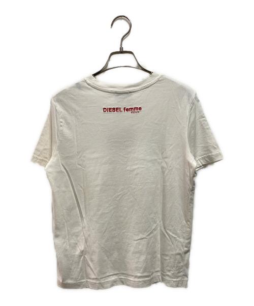 DIESEL（ディーゼル）DIESEL (ディーゼル) ハートロゴ刺繍Tシャツ ホワイト サイズ:Ｓの古着・服飾アイテム