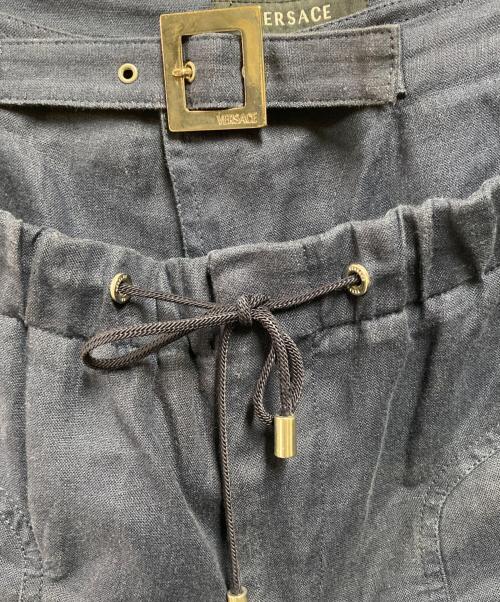 VERSACE（ヴェルサーチェ）VERSACE (ヴェルサーチェ) レイヤードリネンベイカーパンツ ネイビー サイズ:Ｌの古着・服飾アイテム