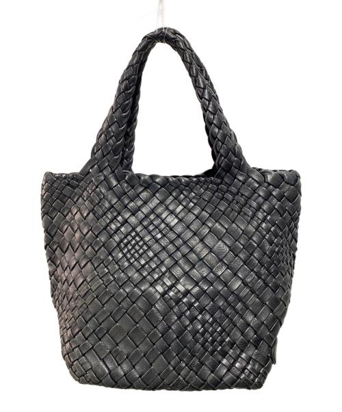 FALORNI（ファロルニ）FALORNI (ファロルニ) イントレチャートレザーハンドバッグ ブラックの古着・服飾アイテム