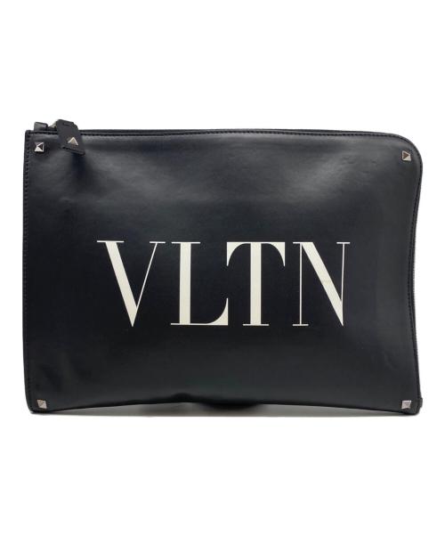 VALENTINO GARAVANI（ヴァレンティノ・ガラヴァーニ）VALENTINO GARAVANI (ヴァレンティノ・ガラヴァーニ) VLTN スタッズクラッチバッグ ブラックの古着・服飾アイテム