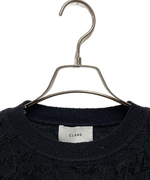 CLANE（クラネ）CLANE (クラネ) FRINGE ARCH SLEEVE KNIT TOPS ブラック サイズ:1の古着・服飾アイテム