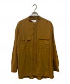WHITE MOUNTAINEERINGホワイトマウンテ二アニング）の古着「REPOSE WEARバンドカラーシャツ」｜ブラウン