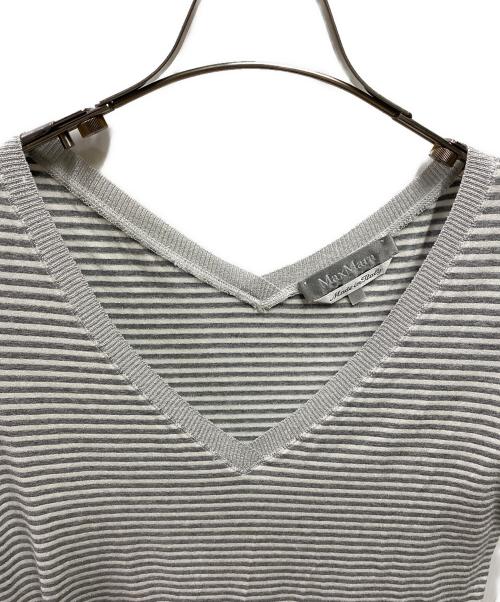 MaxMara（マックスマーラ）MaxMara (マックスマーラ) ボーダーvネックニット ホワイト サイズ:Ｓの古着・服飾アイテム