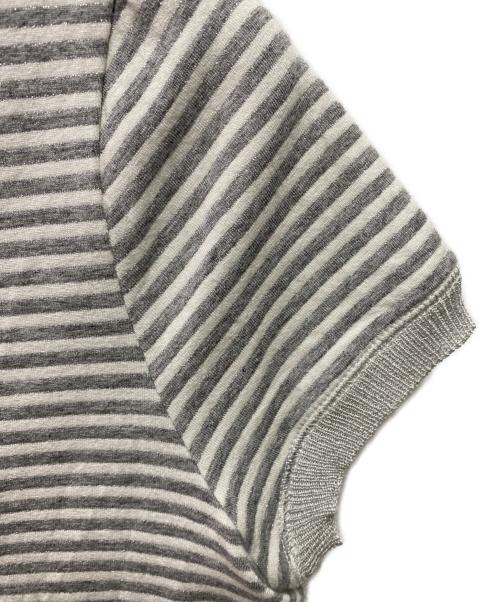 MaxMara（マックスマーラ）MaxMara (マックスマーラ) ボーダーvネックニット ホワイト サイズ:Ｓの古着・服飾アイテム