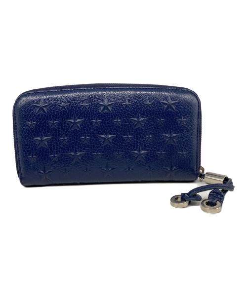 JIMMY CHOO（ジミーチュウ）JIMMY CHOO (ジミーチュウ) スタースタッズラウンドファスナー財布 ネイビーの古着・服飾アイテム