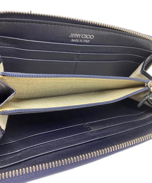 JIMMY CHOO（ジミーチュウ）JIMMY CHOO (ジミーチュウ) スタースタッズラウンドファスナー財布 ネイビーの古着・服飾アイテム