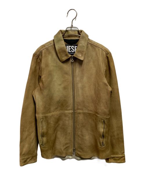 DIESEL（ディーゼル）DIESEL (ディーゼル) L-CLIME パンチングレザージャケット ベージュ サイズ:46の古着・服飾アイテム