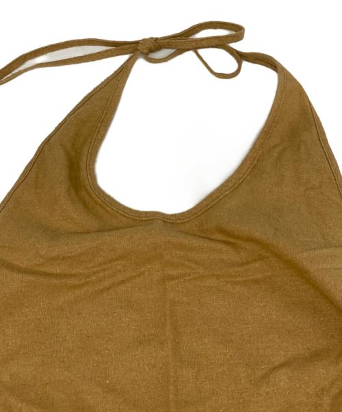 BASERANGE（ベースレンジ）BASERANGE (ベースレンジ) シルクエプロンドレス ブラウン サイズ:XSの古着・服飾アイテム