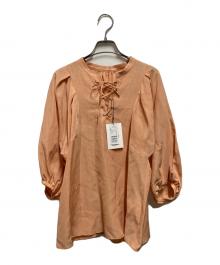 MACPHEE（マカフィー）の古着「ドライスラブ レースアップブラウス」｜ベージュ