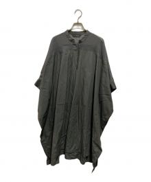 mizuiro-ind（ミズイロインド）の古着「切替バンドカラーシャツワンピース」｜ブラック