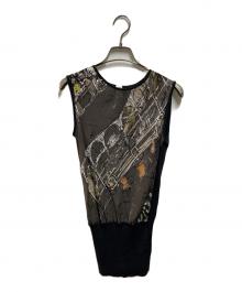 HERMES（エルメス）の古着「総柄ツイルブラウス」｜グレー