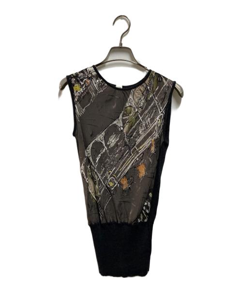 HERMES（エルメス）HERMES (エルメス) 総柄ツイルブラウス グレー サイズ:34の古着・服飾アイテム