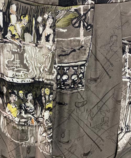 HERMES（エルメス）HERMES (エルメス) 総柄シルクスカート グレー サイズ:38の古着・服飾アイテム