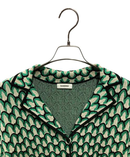 Sandro（サンドロ）Sandro (サンドロ) 総柄カーディガン グリーン サイズ:2の古着・服飾アイテム
