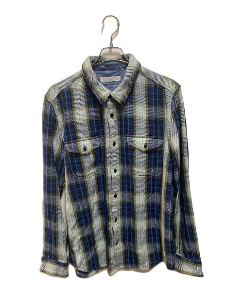 OUTERKNOWN（アウターノーン）OUTERKNOWN (アウターノーン) Ron Herman (ロンハーマン) BLANKET SHIRT グリーン×ブルー サイズ:Ｌの古着・服飾アイテム