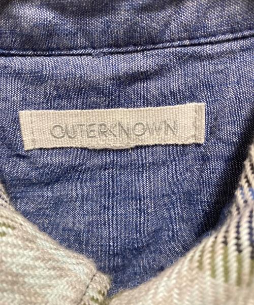 OUTERKNOWN（アウターノーン）OUTERKNOWN (アウターノーン) Ron Herman (ロンハーマン) BLANKET SHIRT グリーン×ブルー サイズ:Ｌの古着・服飾アイテム