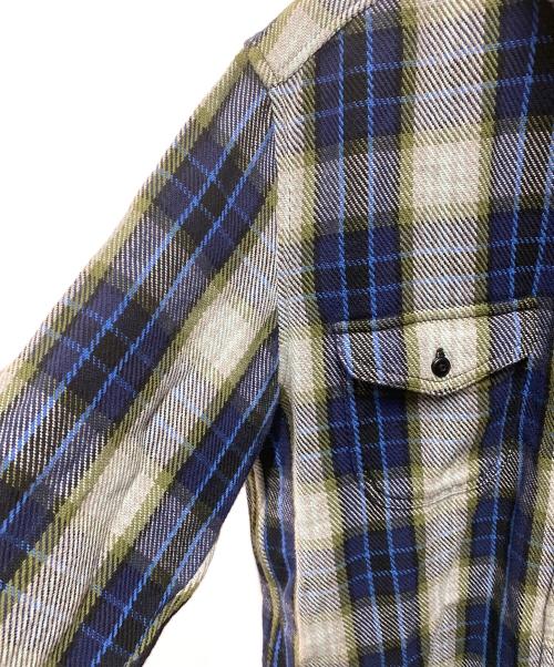 OUTERKNOWN（アウターノーン）OUTERKNOWN (アウターノーン) Ron Herman (ロンハーマン) BLANKET SHIRT グリーン×ブルー サイズ:Ｌの古着・服飾アイテム