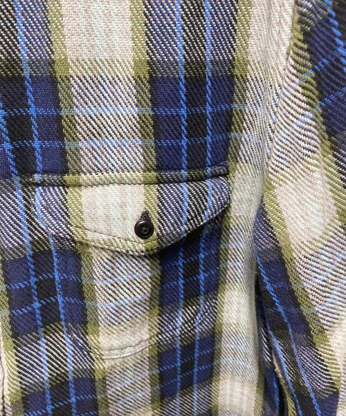 OUTERKNOWN（アウターノーン）OUTERKNOWN (アウターノーン) Ron Herman (ロンハーマン) BLANKET SHIRT グリーン×ブルー サイズ:Ｌの古着・服飾アイテム