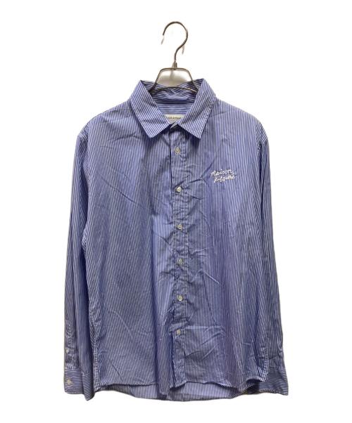 maison kitsune（メゾンキツネ）maison kitsune (メゾンキツネ) ストライプカジュアルシャツ ブルー サイズ:Ｓの古着・服飾アイテム