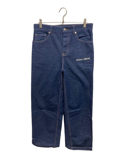 maison kitsune（メゾンキツネ）maison kitsune (メゾンキツネ) ロゴ刺繍デニムパンツ インディゴ サイズ:29の古着・服飾アイテム