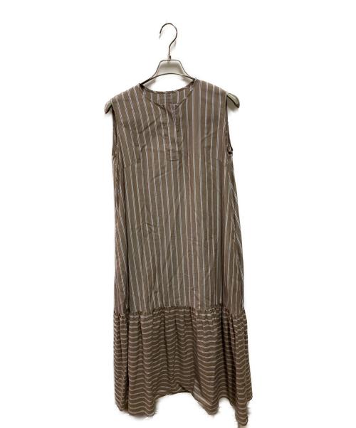 UNTITLED（アンタイトル）UNTITLED (アンタイトル) ストライプワンピース UNTITLED ベージュ サイズ:FREEの古着・服飾アイテム