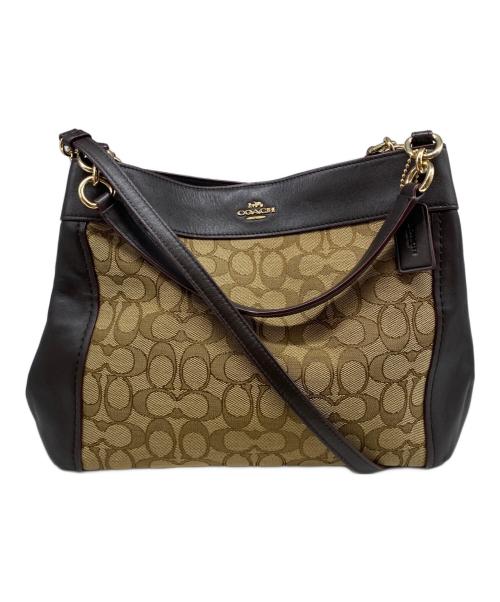 COACH（コーチ）COACH (コーチ) シグネチャー2wayバッグ ブラウン×ベージュの古着・服飾アイテム