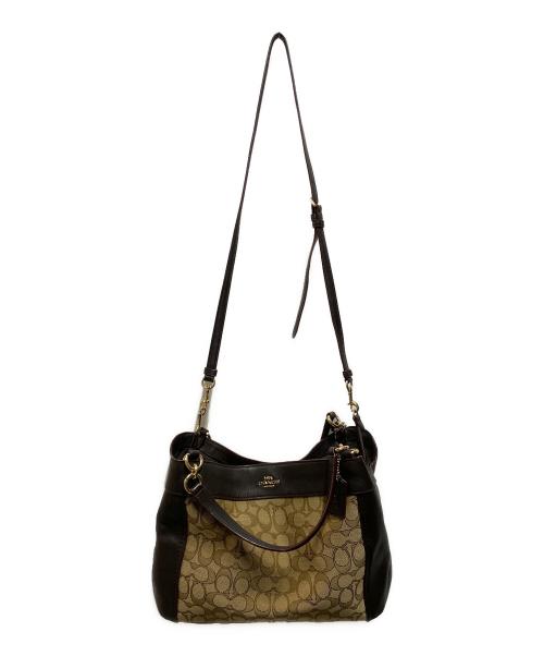 COACH（コーチ）COACH (コーチ) シグネチャー2wayバッグ ブラウン×ベージュの古着・服飾アイテム