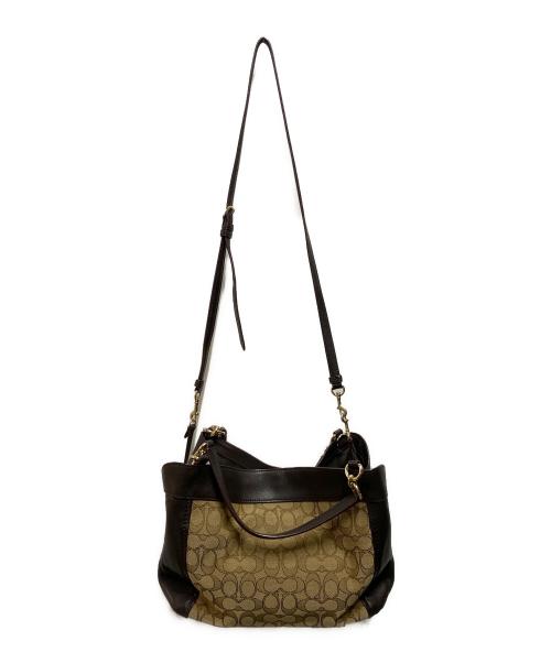 COACH（コーチ）COACH (コーチ) シグネチャー2wayバッグ ブラウン×ベージュの古着・服飾アイテム