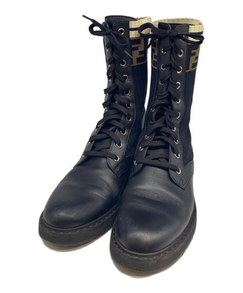 FENDI（フェンディ）FENDI (フェンディ) ロゴニットブーツ ブラック サイズ:25ｃｍの古着・服飾アイテム