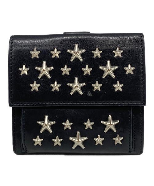 JIMMY CHOO（ジミーチュウ）JIMMY CHOO (ジミーチュウ) スタースタッズコンパクトウォレット ブラックの古着・服飾アイテム