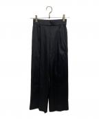 YORIヨリ）の古着「サテンセンタープレスワイドパンツ」｜ブラック