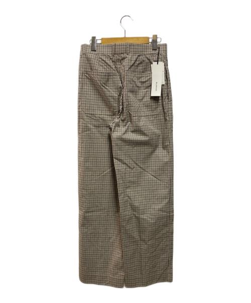 BLAMINK（ブラミンク）BLAMINK (ブラミンク) コットンシルクチェックスラックスパンツ ベージュ サイズ:Ｓ 未使用品の古着・服飾アイテム